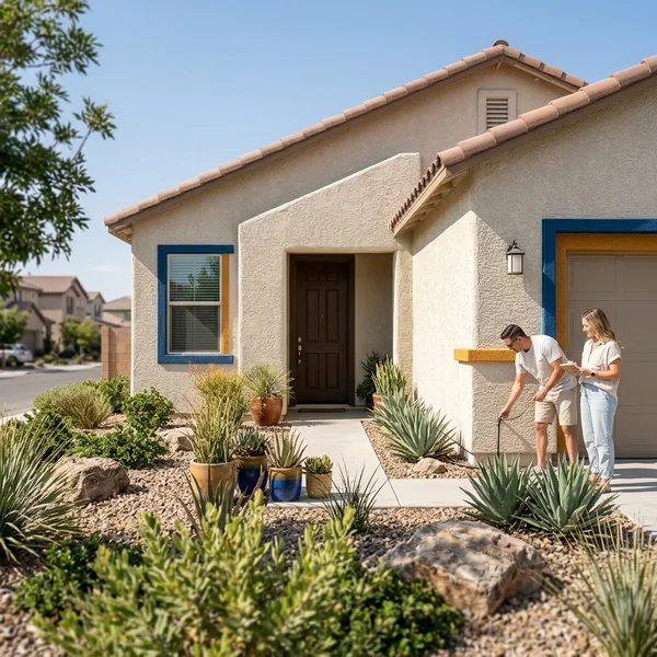 Stucco house after soft washing