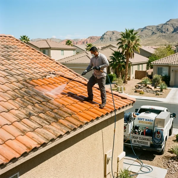 Roof after soft washing