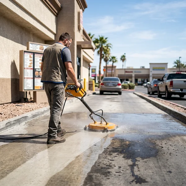 Restaurant drive lane after cleaning