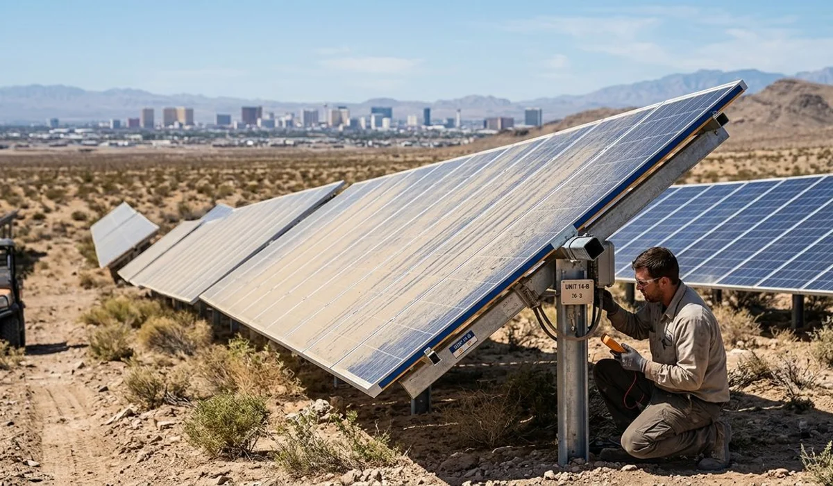 Dusty solar panel array losing output